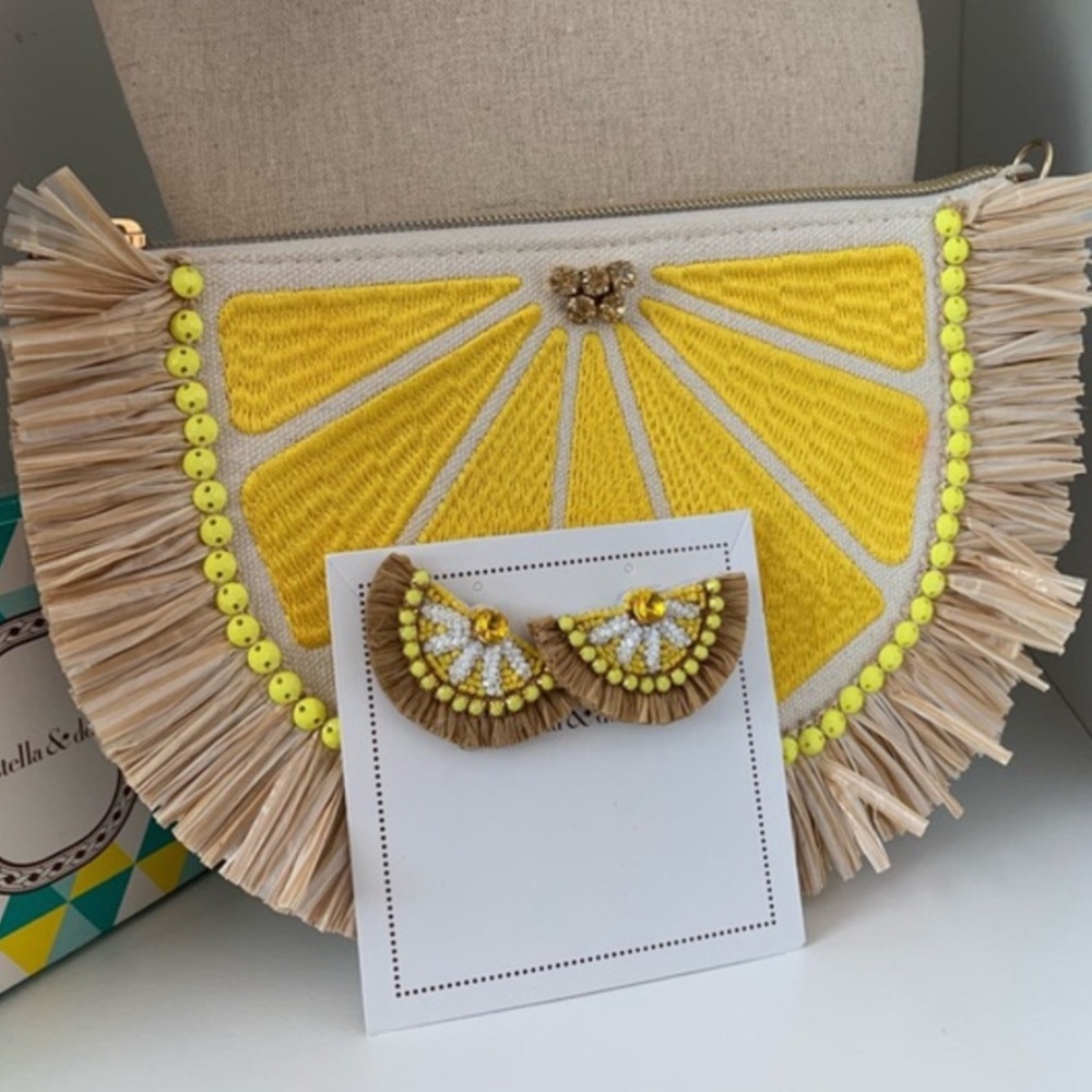 Stella & Dot | Summer Fresh! 🍋LTD EDITION Raffia🍋Lemon Clutch - Picture 9 of 11